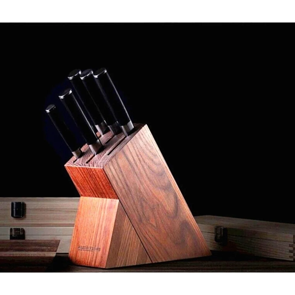 Knife Block Ashwood 5 five Knife Wooden Japanese Knife Holder High Quality